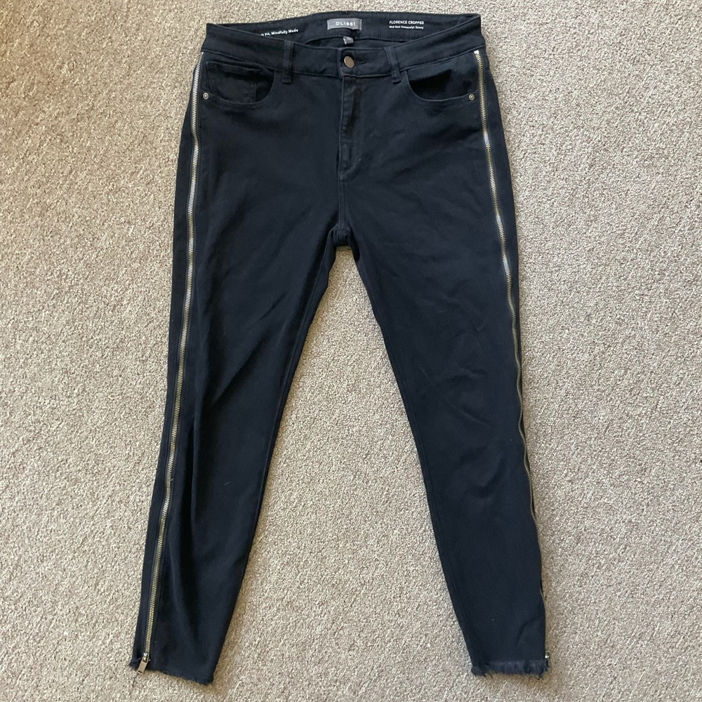 DL1961 SKINNY JEANS BLACK FLORENCE CROPPED MID RISE INSTASCULPT SIZE 30